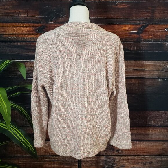 Ann Taylor LOFT 2XL XXL Cardigan Sweater Pink Hook Eye Cotton Shimmer - Picture 3 of 9